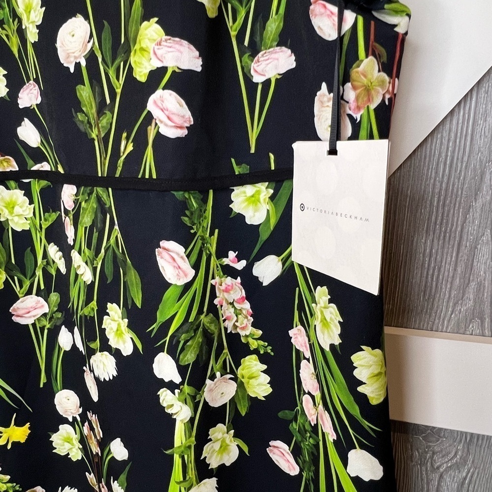 175. NWT Victoria Beckham x Target Black English Floral Satin Dress Sz 2X - Picture 6 of 9